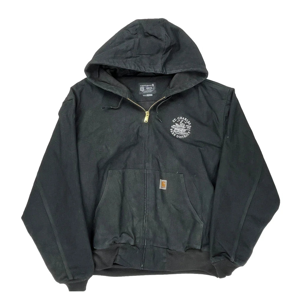 St. Charles Park District Carhartt Jacket - 2XL Black Cotton Refurbished - Thrifted (note: this is a term often used to describe second- refurbished available on Cerqular