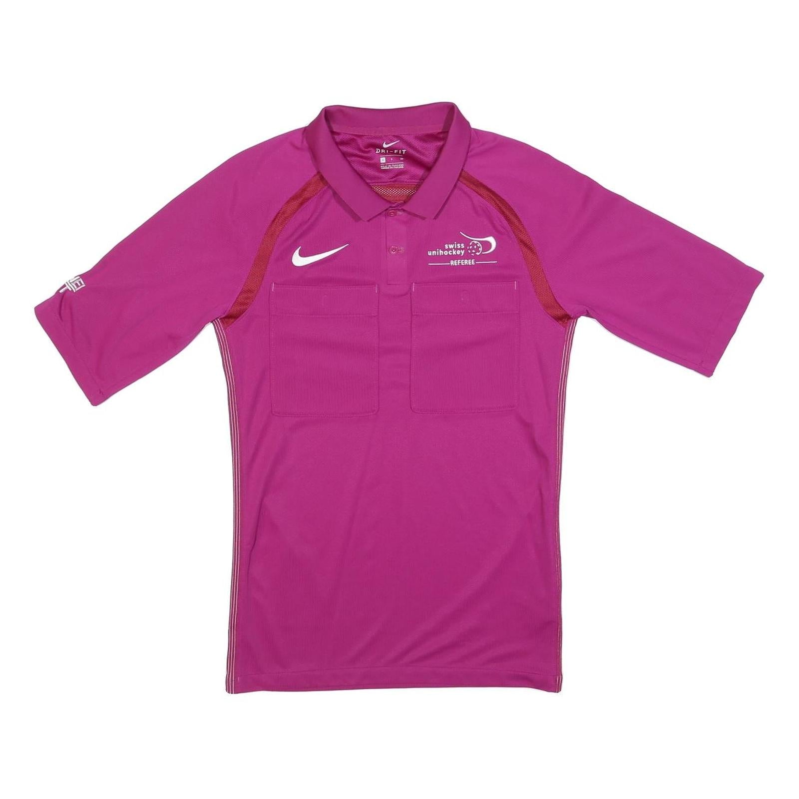 NIKE Mens Pink Referee Swiss Unihockey Short Sleeve Polo Shirt S Official Refurbished - N/A refurbished available on Cerqular