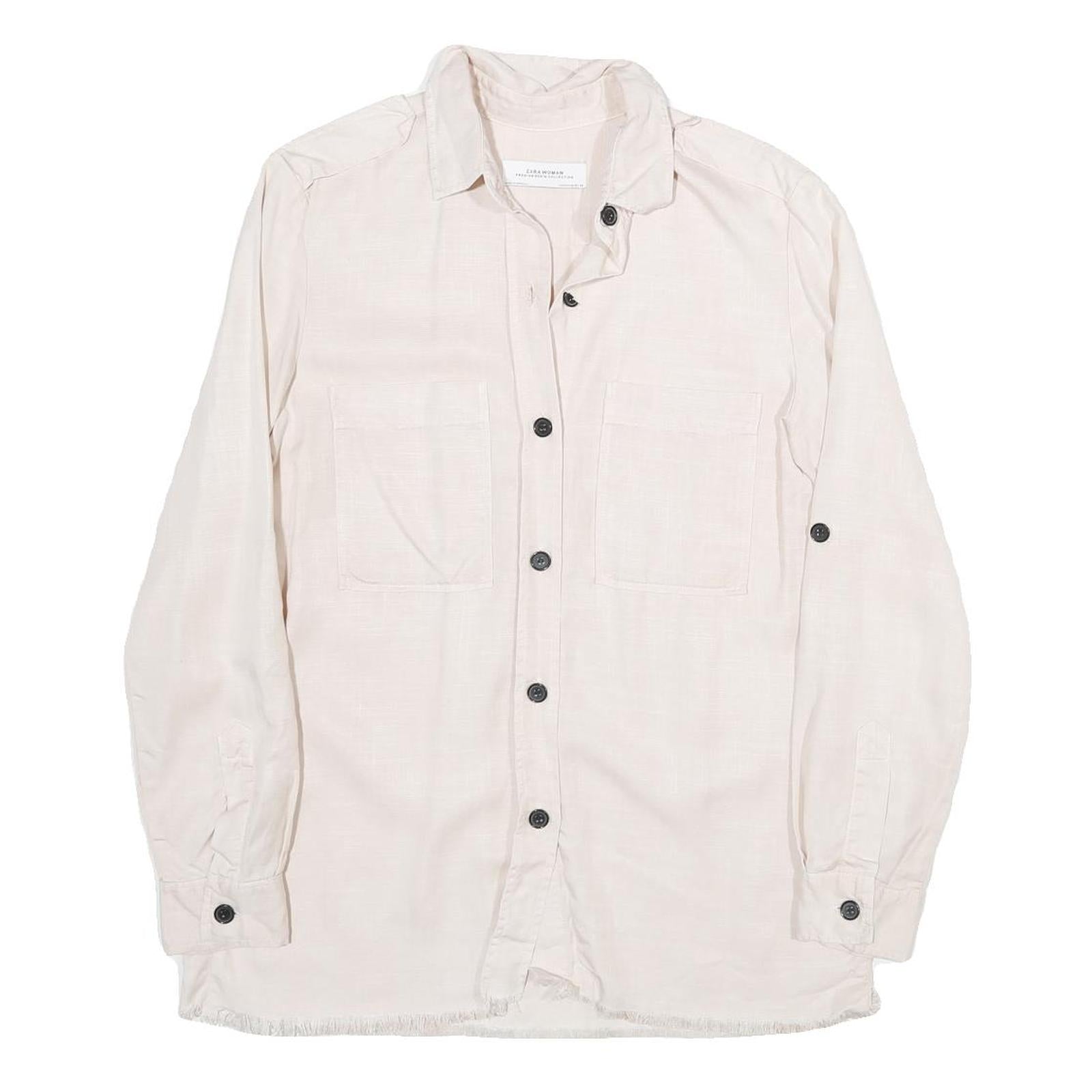 ZARA Womens Cream Shirt Long Sleeve Collared Plain M Lightweight Elegant Refurbished - N/A refurbished available on Cerqular