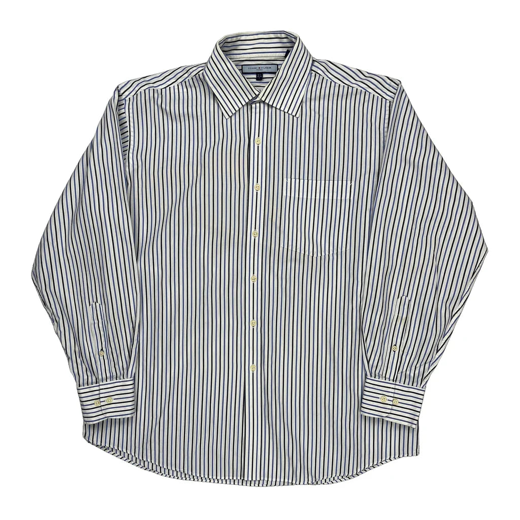 Buy Tommy Hilfiger Striped Shirt - Large Blue Cotton Refurbished - $24.11 Tommy Hilfiger Striped Shirt - Large Blue Cotton Refurbished - Thrifted (note: this is a term often used to describe second- refurbished available on Cerqular
