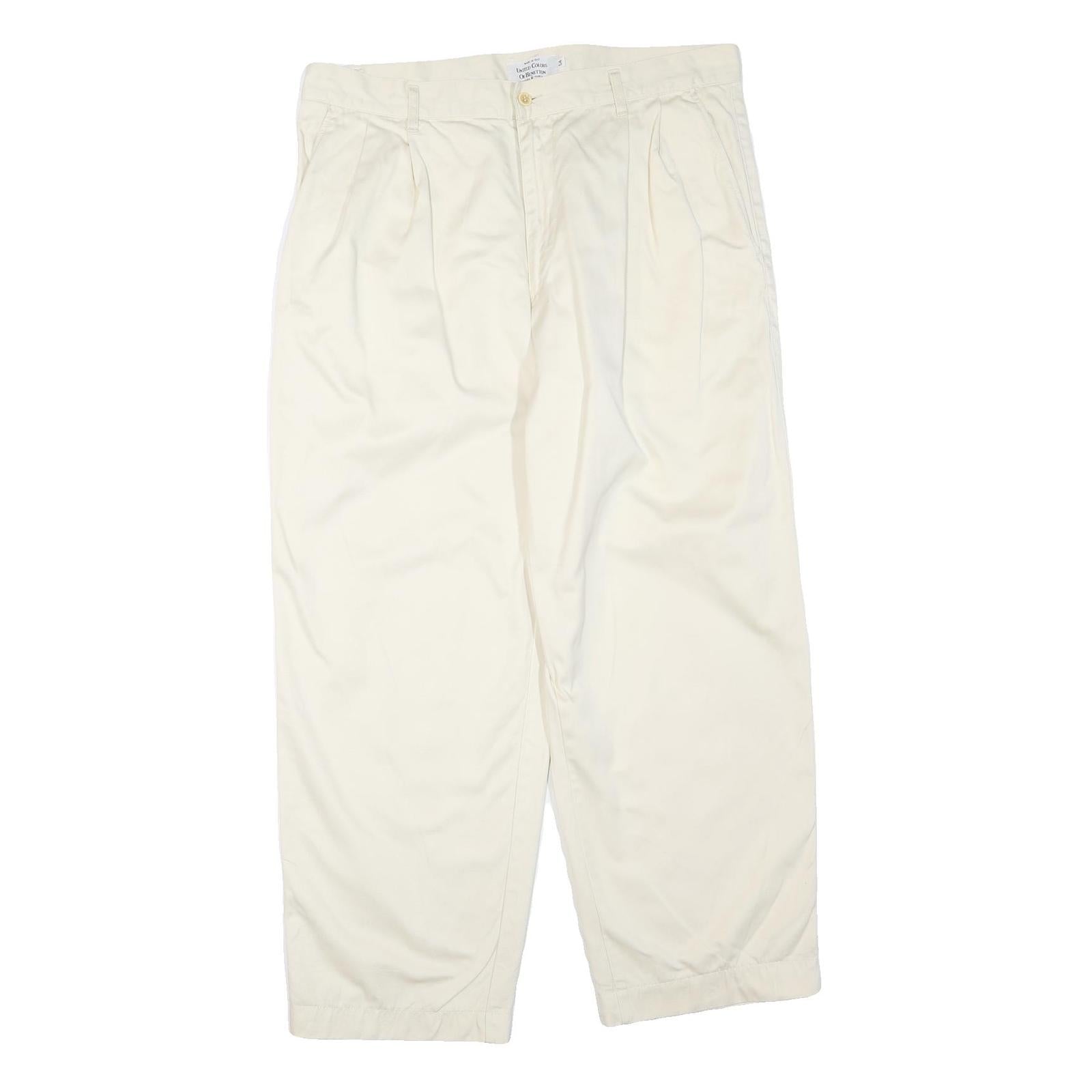 UNITED COLORS OF BENETTON Womens Cotton Blend Cream Regular Fit Straight Refurbished - N/A refurbished available on Cerqular