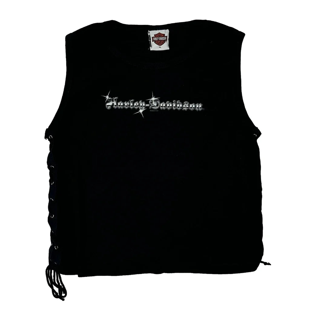 California Harley Davidson Graphic Vest - XL Black Cotton Refurbished - Thrifted (note: this is a term often used to describe second- refurbished available on Cerqular