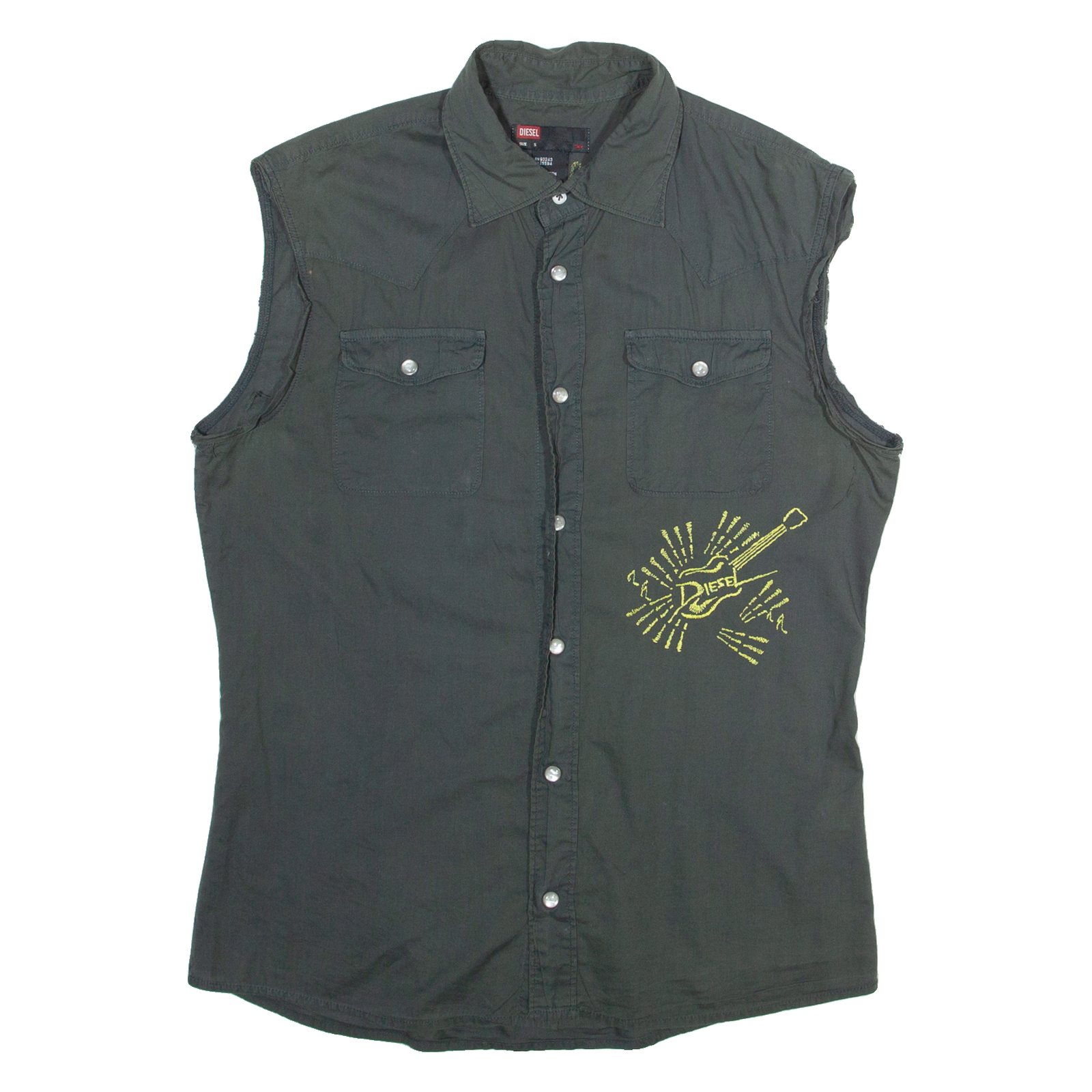 DIESEL Mens Plain Shirt Grey Sleeveless S Refurbished - N/A refurbished available on Cerqular