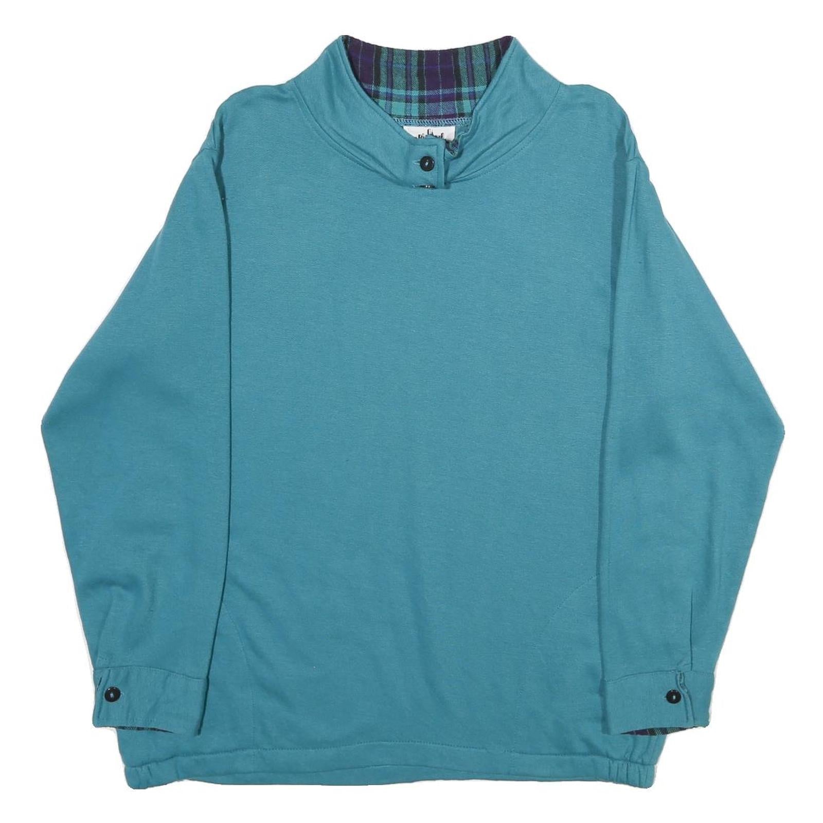 METROPOLITAN Womens Blue Collared L Cotton Blend Sweatshirt Pullover Casual Refurbished - N/A refurbished available on Cerqular
