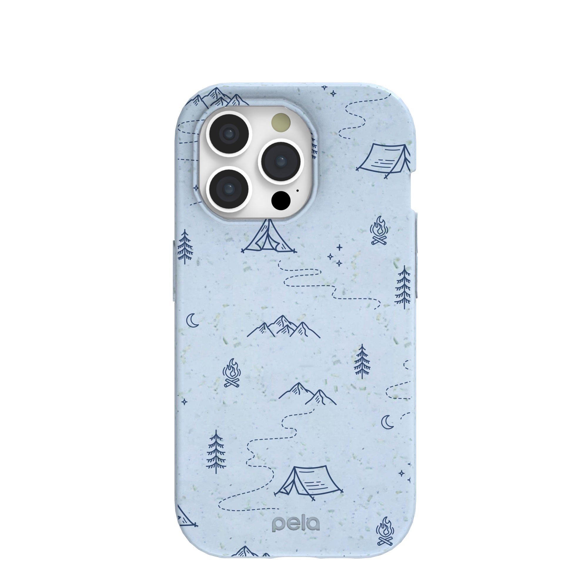 Powder Blue Camp Nights iPhone 15 Pro Case Refurbished - Pela Case refurbished available on Cerqular