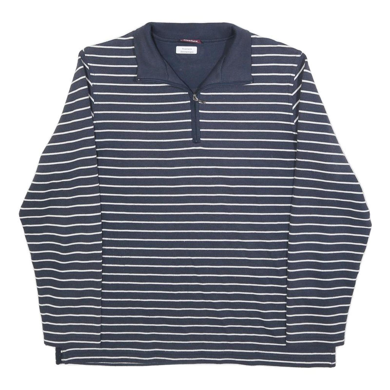 KINGFIELD Mens Blue & White Patterned Cotton Blend Jumper Half Zip Crew Neck M Refurbished - N/A refurbished available on Cerqular