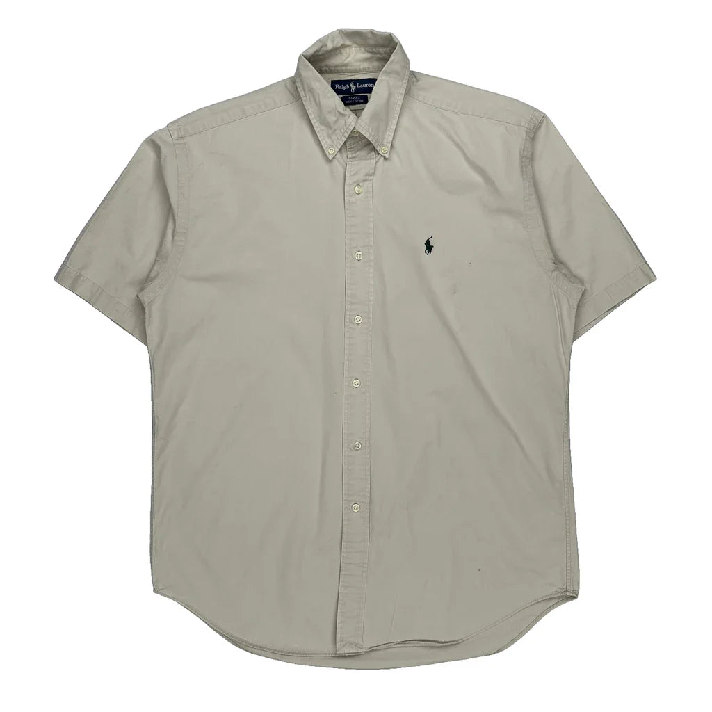 Buy Ralph Lauren Short Sleeve Shirt - Medium Beige Cotton Refurbished - $36.17 Ralph Lauren Short Sleeve Shirt - Medium Beige Cotton Refurbished - Thrifted (note: this is a term often used to describe second- refurbished available on Cerqular