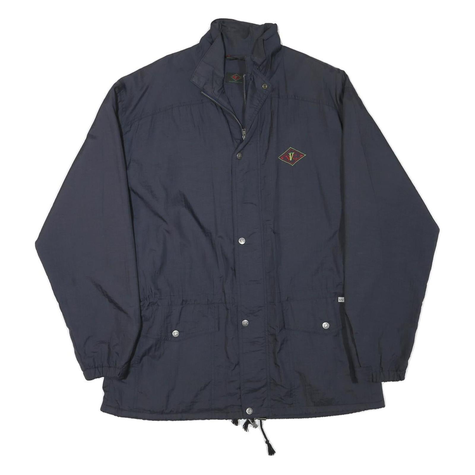 VCV Mens Navy Blue Jacket L Polyester Blend Plain Zip Relaxed Fit Casual Refurbished - N/A refurbished available on Cerqular