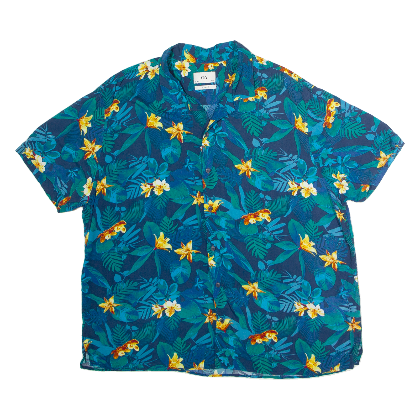 C&A Slim Fit Mens Hawaiian Shirt Blue Viscose Floral 2XL Refurbished - N/A refurbished available on Cerqular