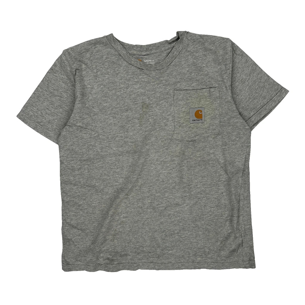 Age 8-10 Carhartt T-Shirt - Small Grey Cotton Refurbished - Thrifted (note: this is a term often used to describe second- refurbished available on Cerqular