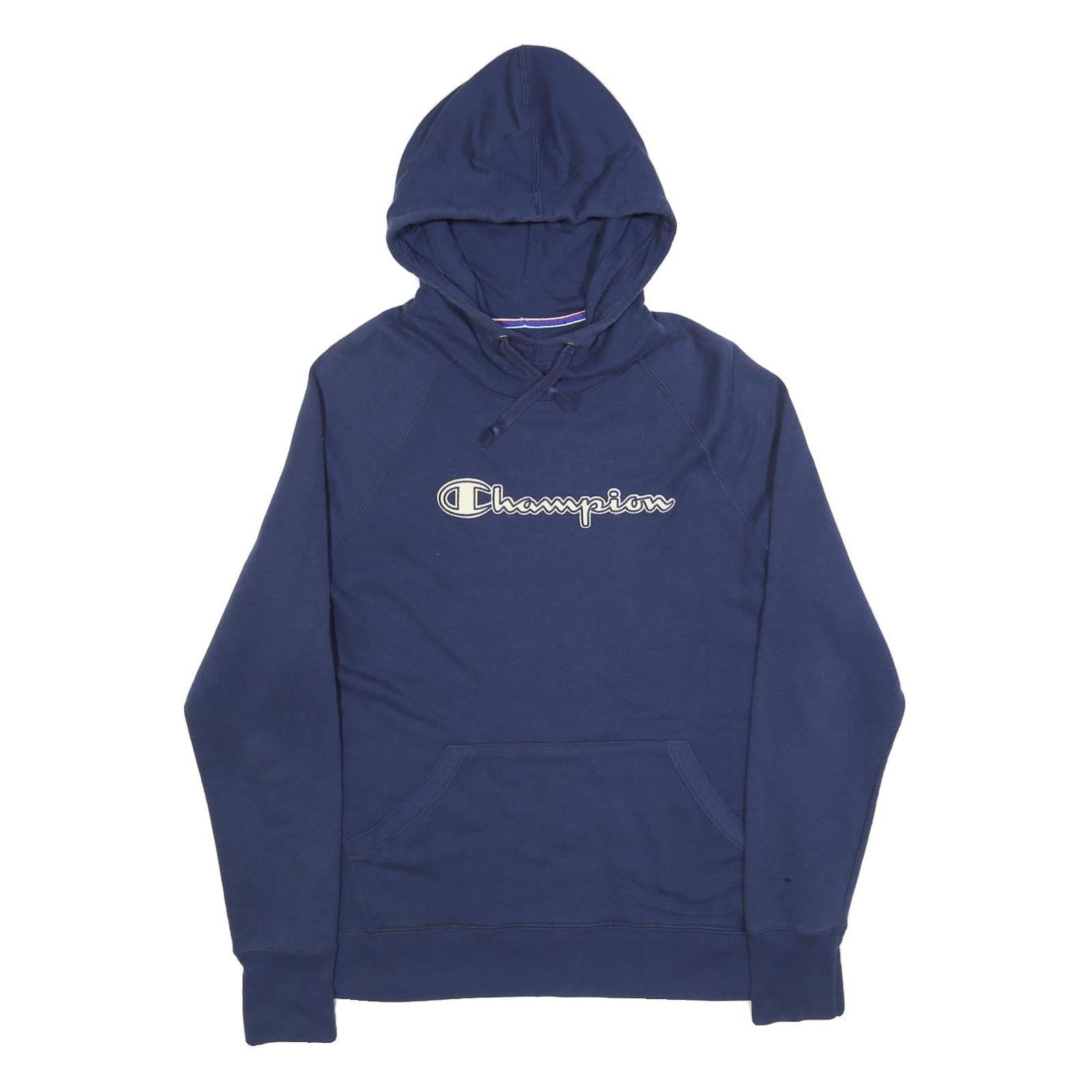 CHAMPION Mens Blue Pullover Hoodie L Cotton Blend Classic Logo Sweatshirt Refurbished - N/A refurbished available on Cerqular