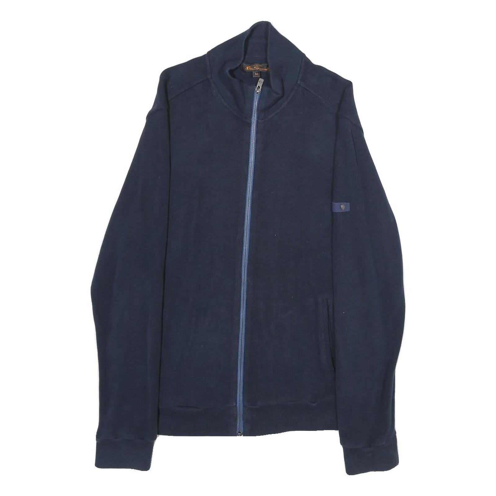 BEN SHERMAN Mens Blue Cotton Zip Jacket M Plain Casual Lightweight Stylish Refurbished - N/A refurbished available on Cerqular