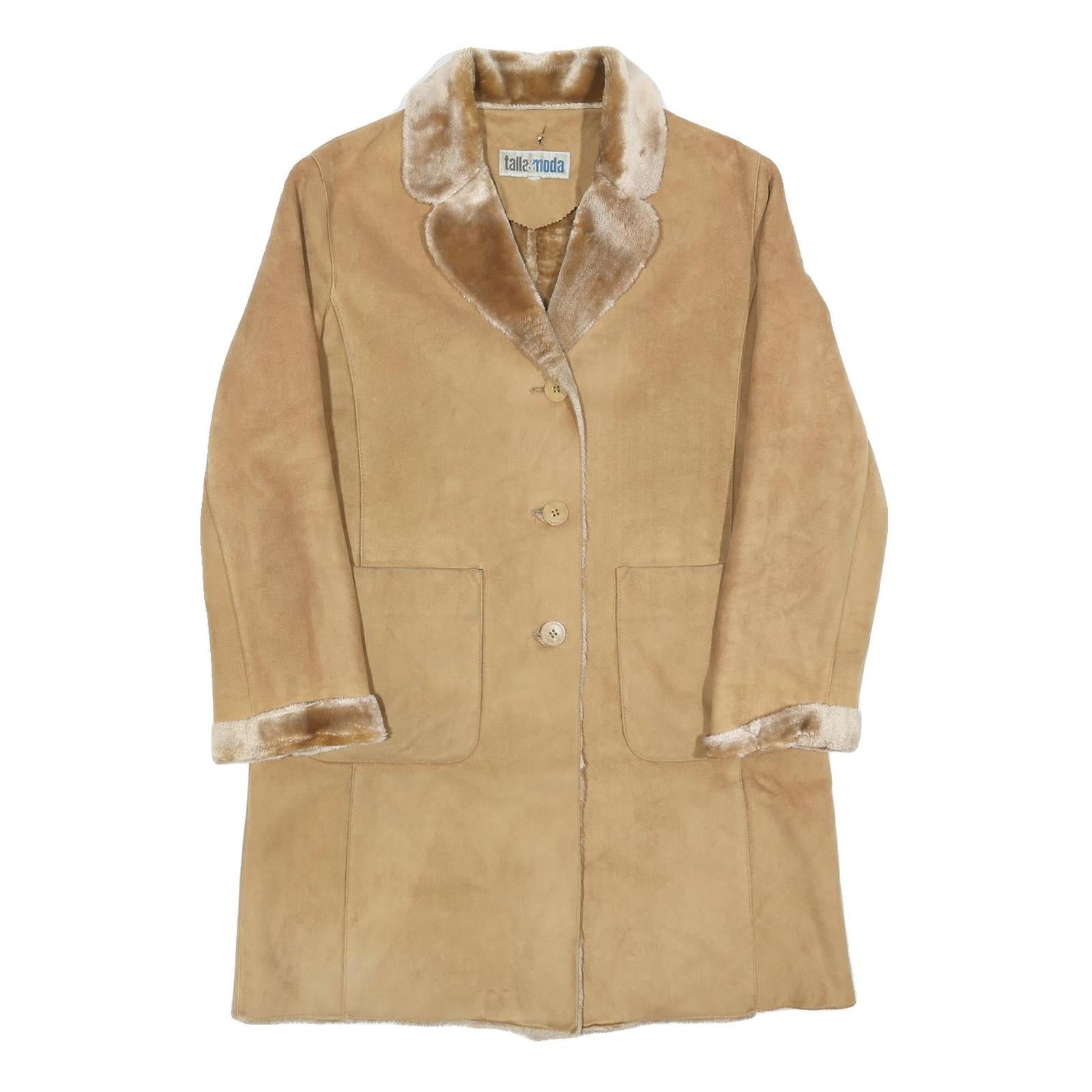 TALLA & MODA Womens Beige Classic Jacket M Polyester Blend Plain Button Closure Refurbished - N/A refurbished available on Cerqular