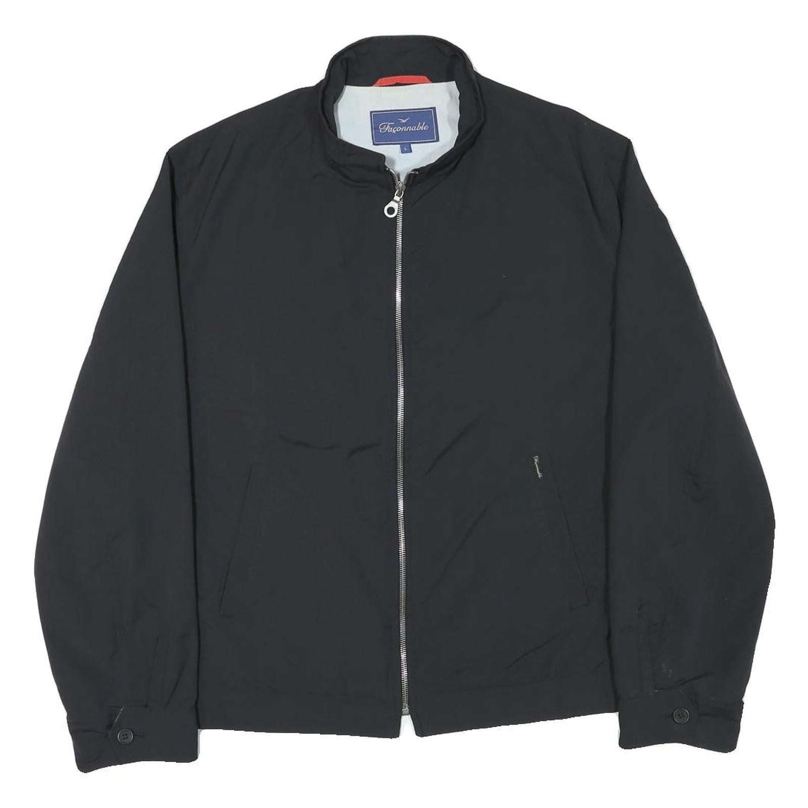 FALCONABLE Mens Black Jacket L Polyester Blend Plain Zip Casual Lightweight Refurbished - N/A refurbished available on Cerqular