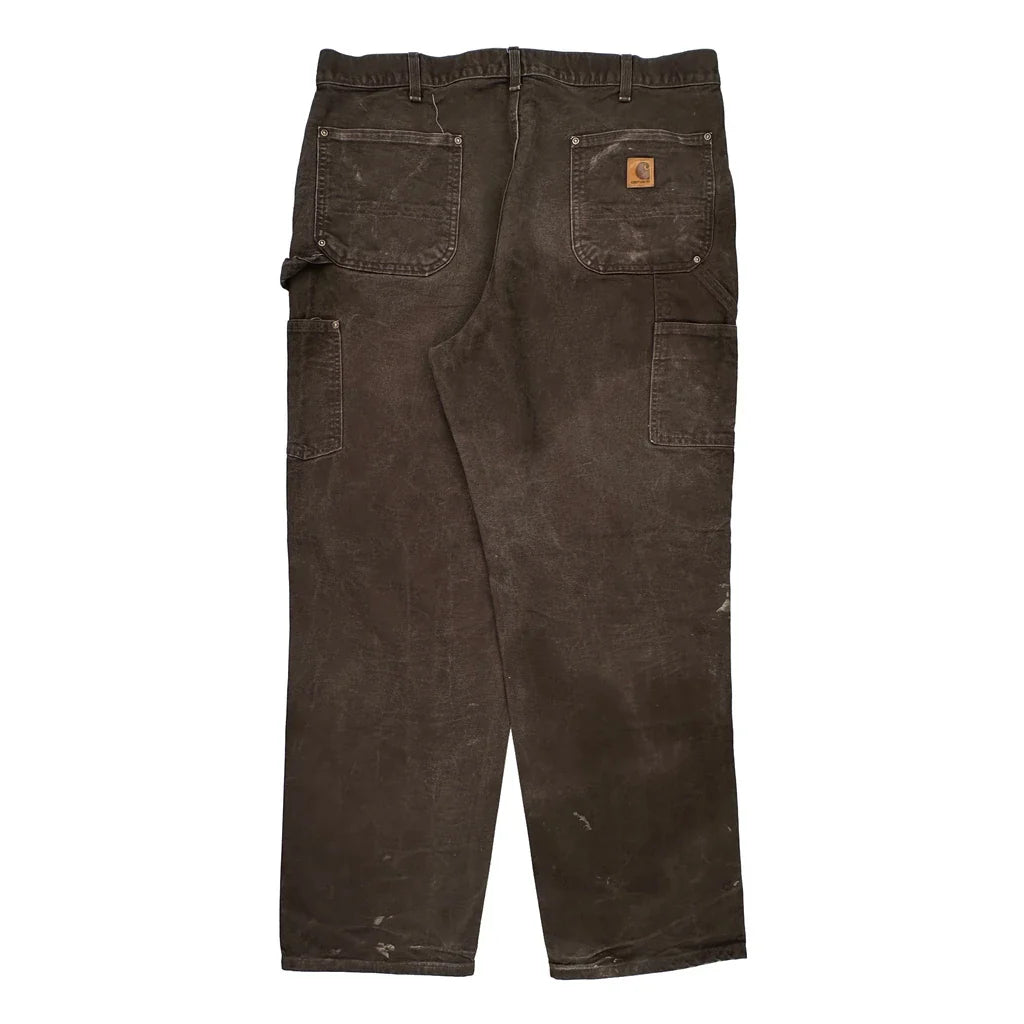 Carhartt Double Knee Carpenter Trousers - 38W 31L Brown Cotton Refurbished - Thrifted (note: this is a term often used to describe second- refurbished available on Cerqular