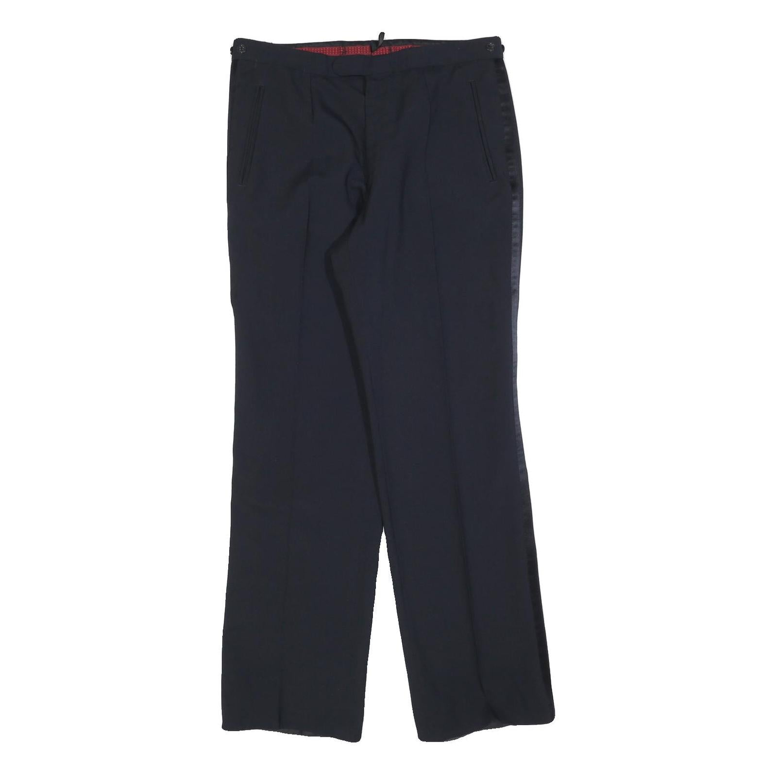 Mens Navy Regular Fit Straight Leg Trousers W32 L32 Classic Zip Closure Elegant Refurbished - N/A refurbished available on Cerqular