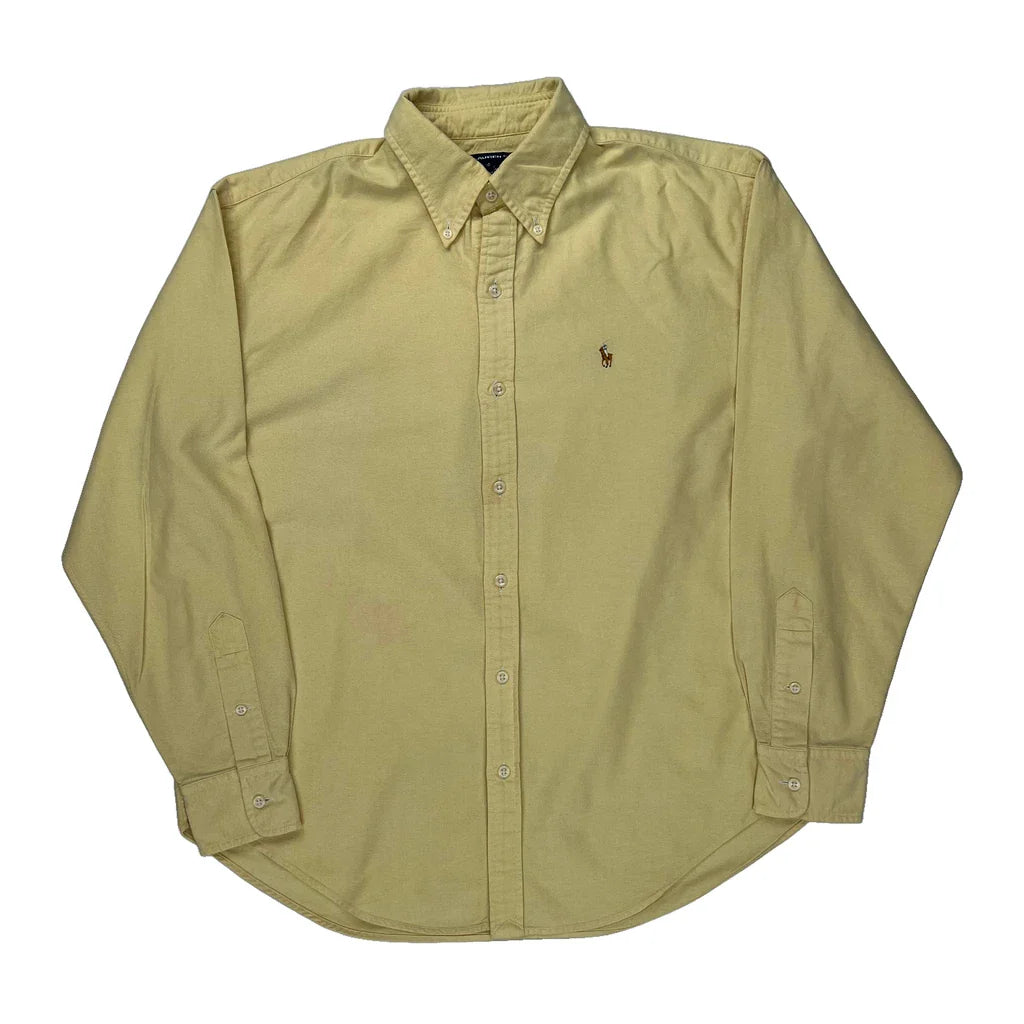 Ralph Lauren Sport Shirt - Small Yellow Cotton Refurbished - Thrifted (note: this is a term often used to describe second- refurbished available on Cerqular