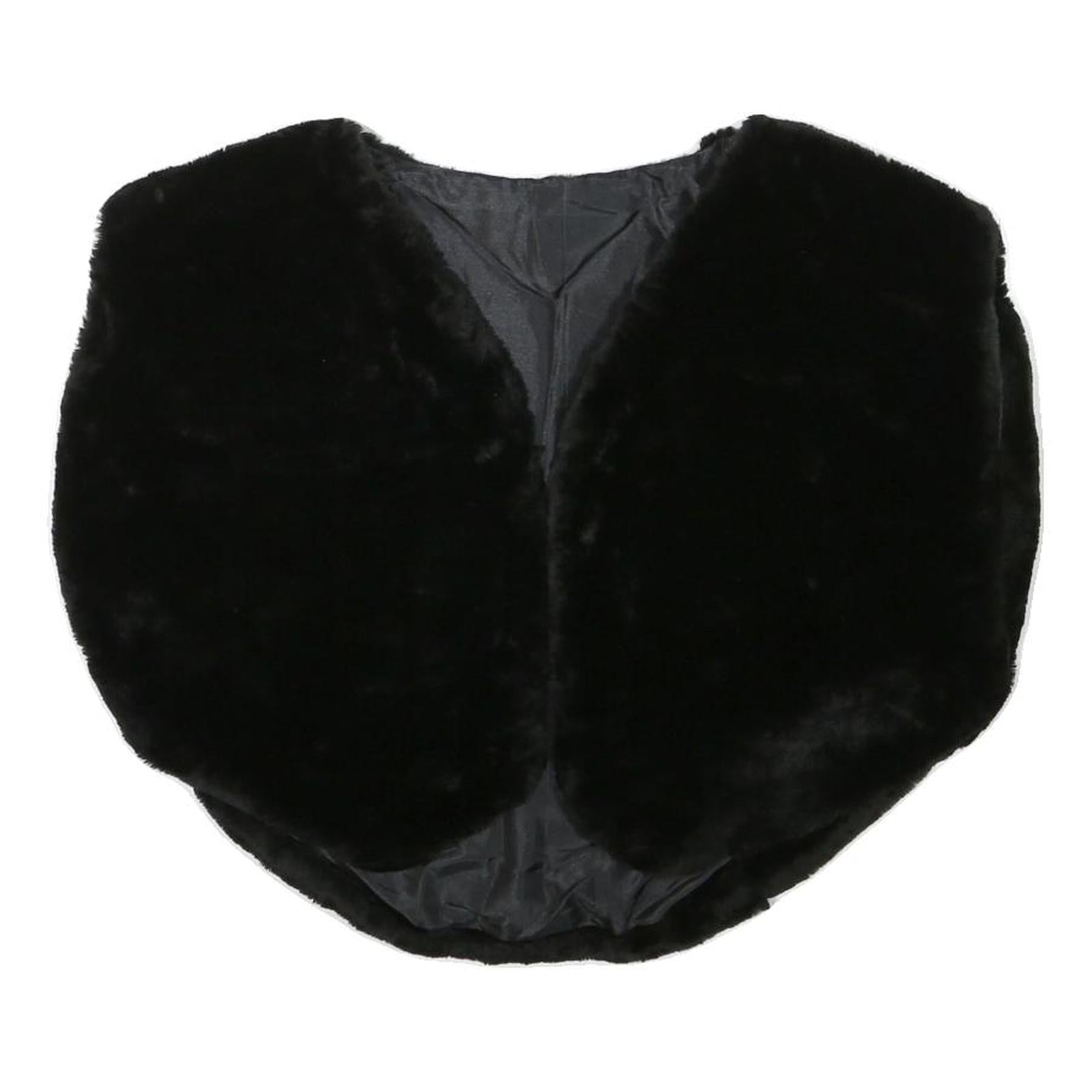 Womens Black Faux Fur Vest M Polyester Blend Plain Sleeveless Elegant Outerwear Refurbished - N/A refurbished available on Cerqular