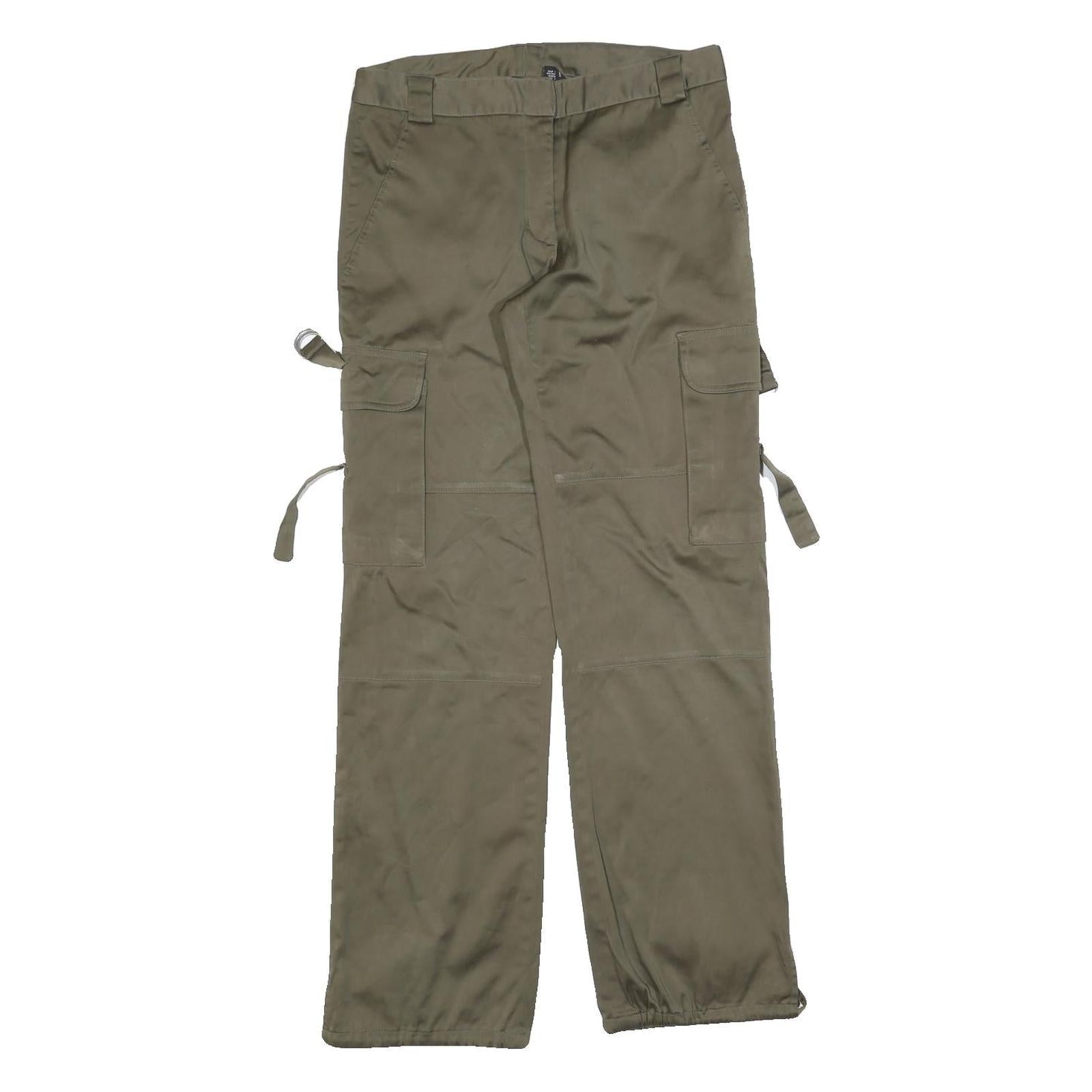 MASSIO Womens Relaxed Green Cargo Trousers W28 L30 Polyester Blend Zip Pocketed Refurbished - N/A refurbished available on Cerqular