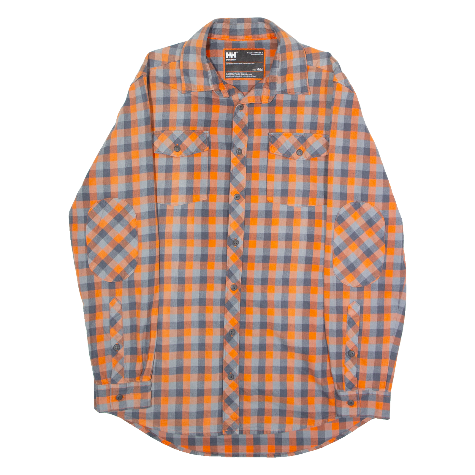 HELLY HANSEN Mens Shirt Orange Check Long Sleeve M Refurbished - N/A refurbished available on Cerqular