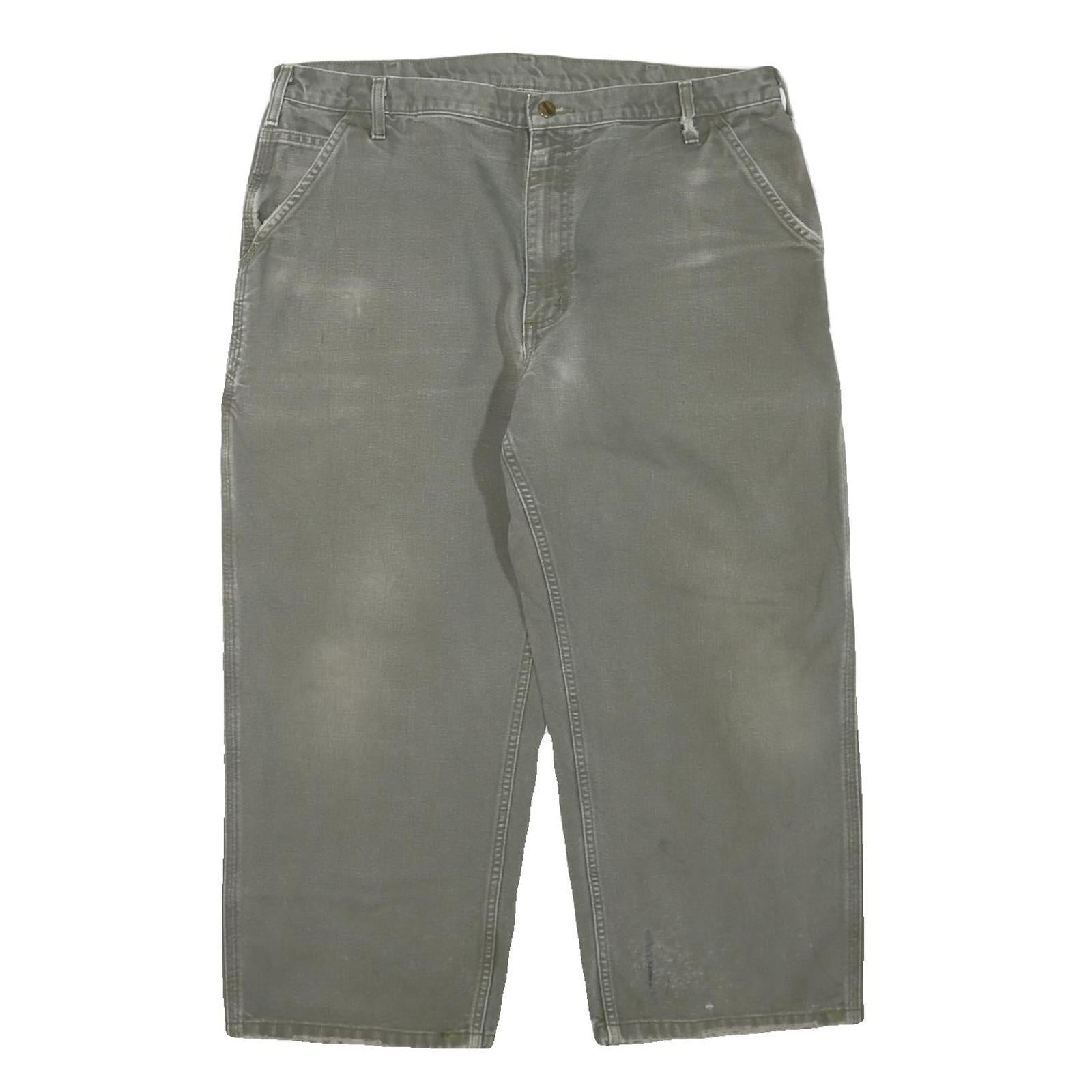 CARHARTT Mens Cotton Blend Grey Regular Straight Trousers W40 L25 Workwear Zip Refurbished - N/A refurbished available on Cerqular