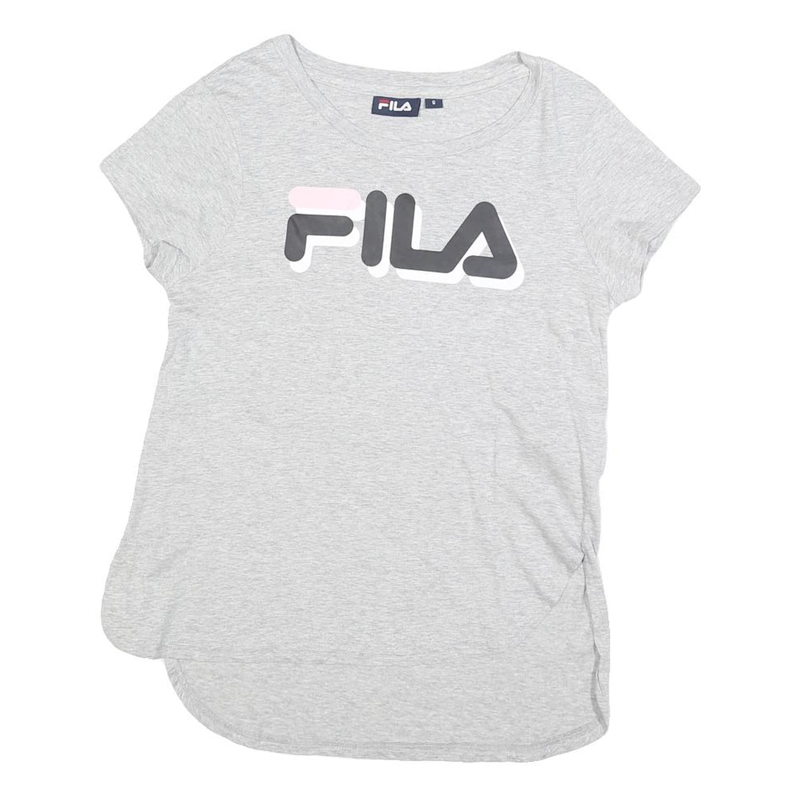 FILA Womens Grey Cotton Blend T-Shirt S Short Sleeve Round Neck Logo Print Refurbished - N/A refurbished available on Cerqular