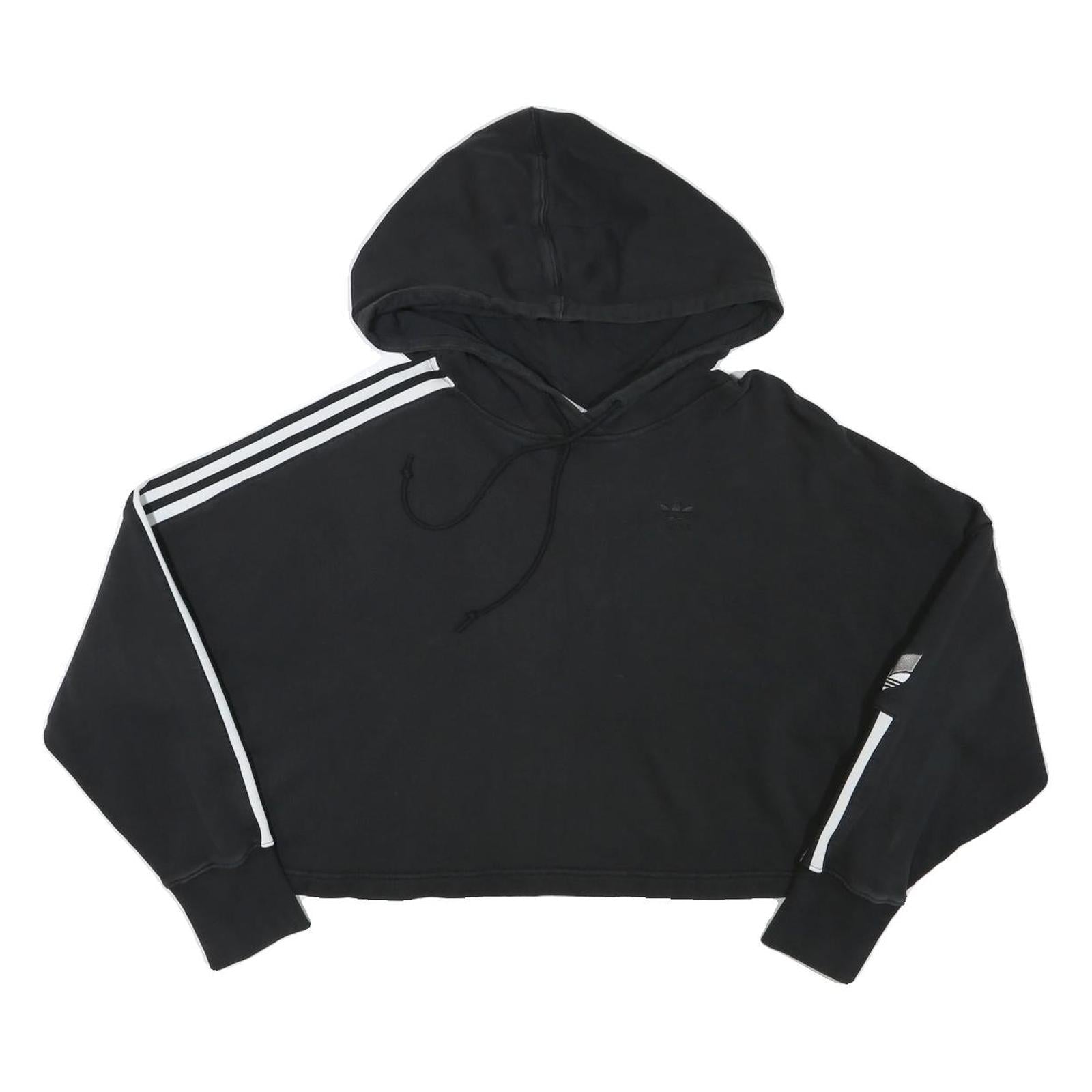 ADIDAS Womens Black Hoodie UK 10 Cropped Drawstring Pullover Cotton Blend Refurbished - N/A refurbished available on Cerqular