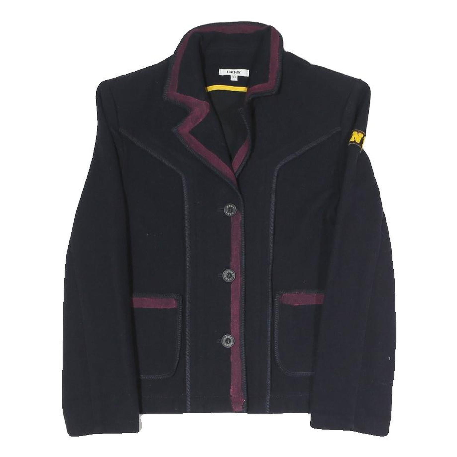 DKNY Womens Navy & Burgundy Jacket UK 10 Polyester Blend Button Closure Classic Refurbished - N/A refurbished available on Cerqular