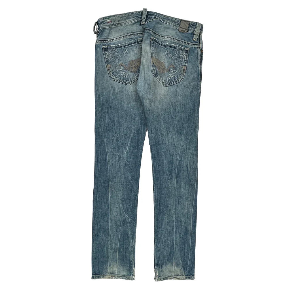Buy Diesel Thanaz Slim Fit Jeans - 35W 32L Light Wash Cotton Refurbished - $53.59 Diesel Thanaz Slim Fit Jeans - 35W 32L Light Wash Cotton Refurbished - Thrifted (note: this is a term often used to describe second- refurbished available on Cerqular