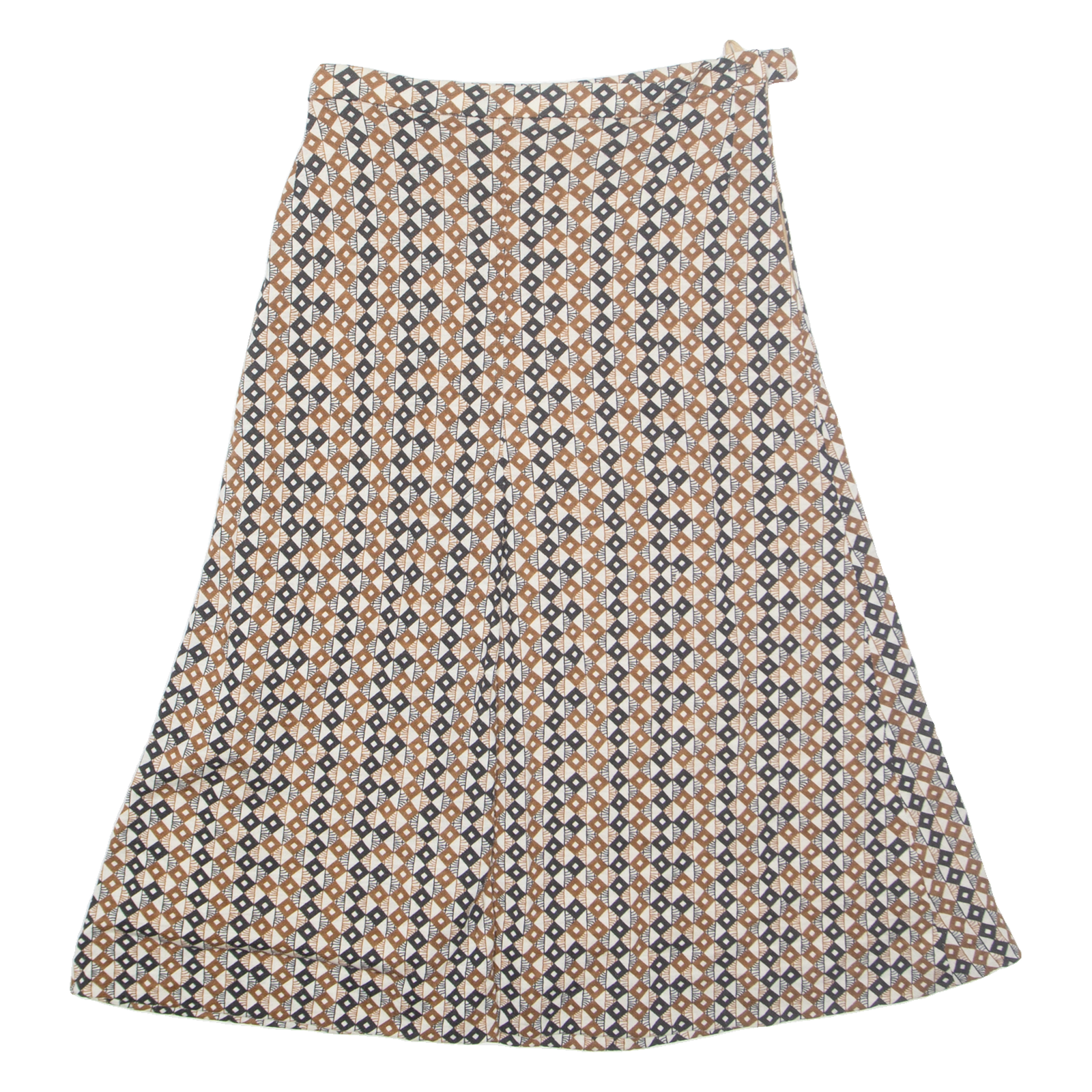 Womens A-Line Skirt Brown Midi Crazy Pattern UK 10 Refurbished - N/A refurbished available on Cerqular
