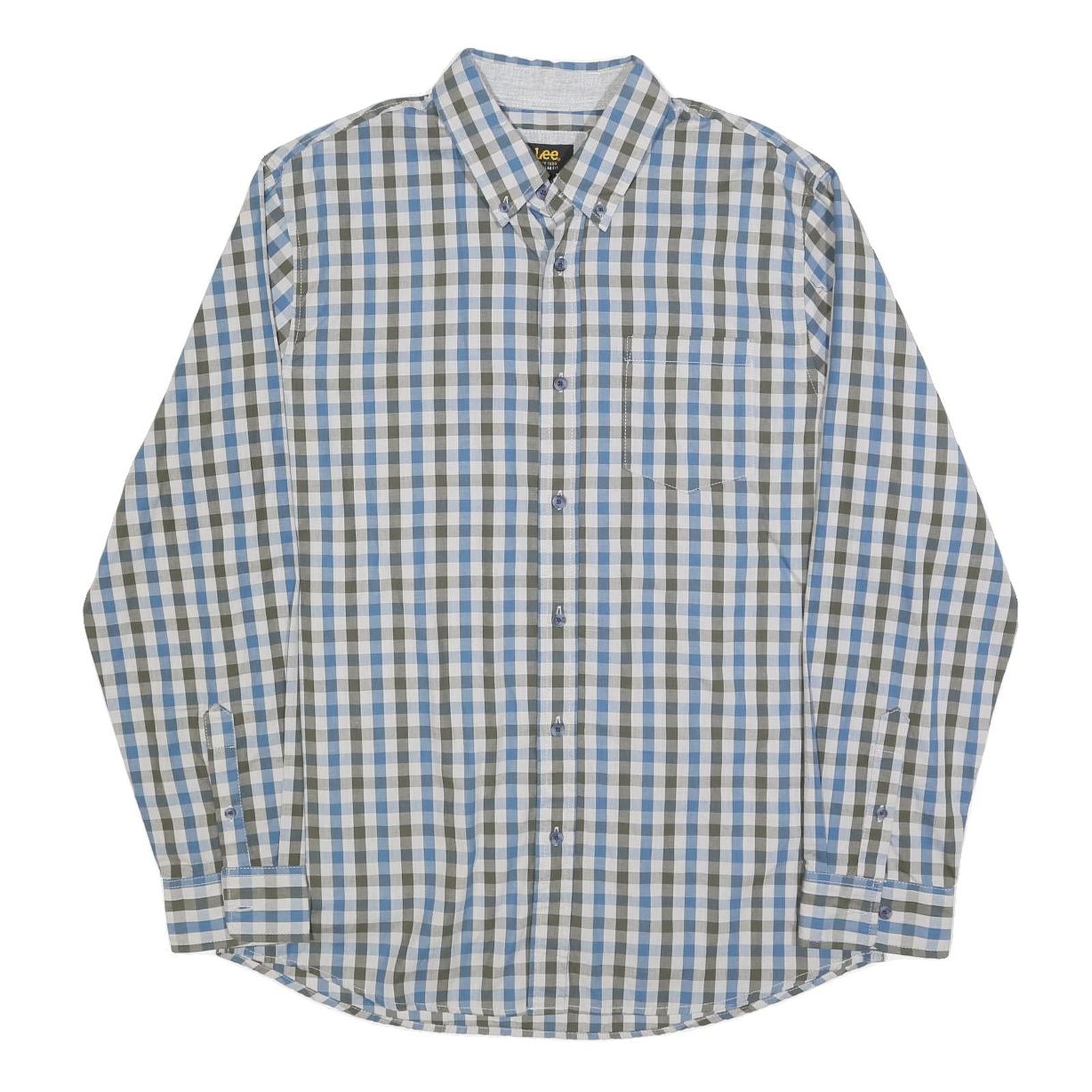 LEE Mens Blue & Green Check Shirt L Cotton Long Sleeve Button Collar Casual Refurbished - N/A refurbished available on Cerqular