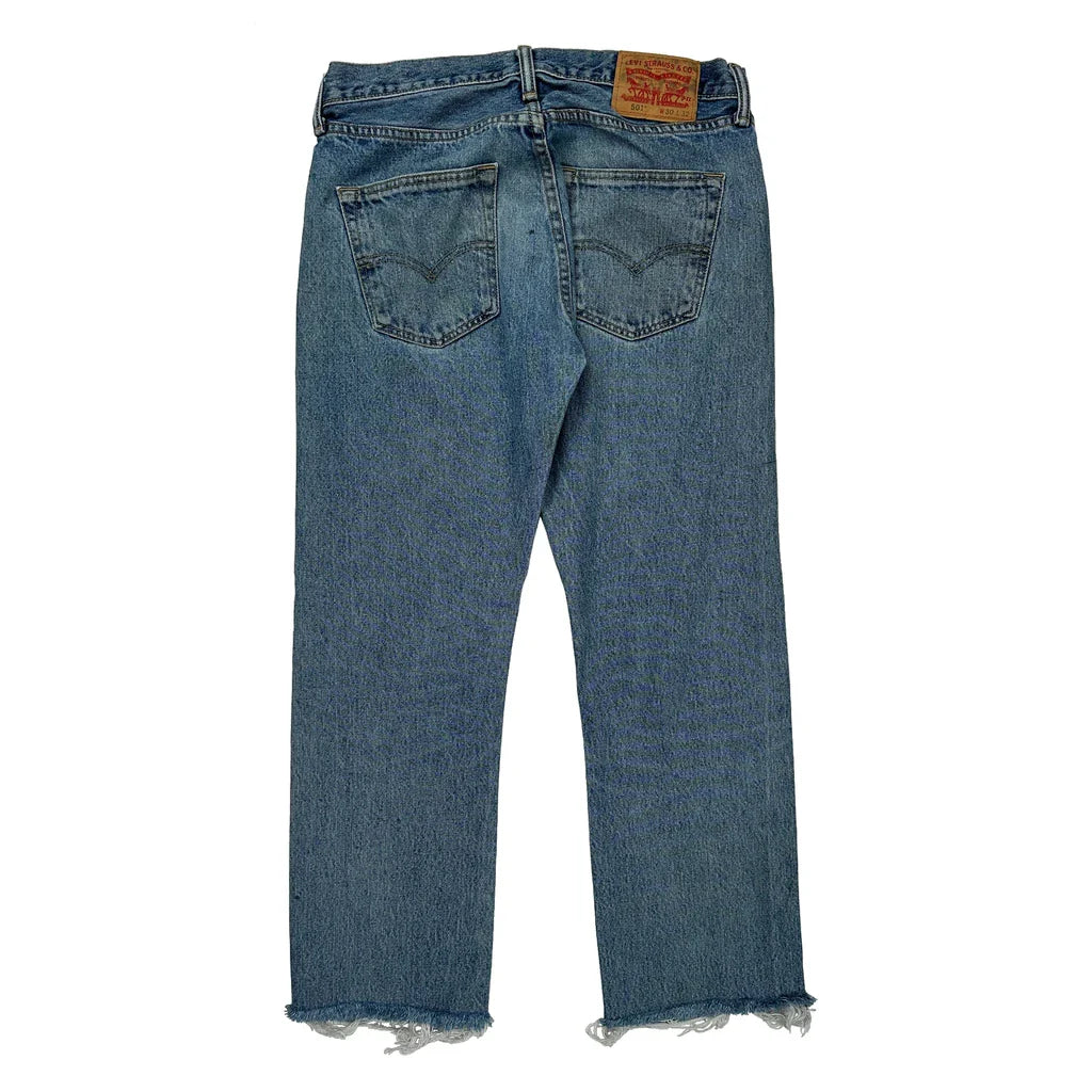 501 Levis Jeans - 30W 27L Blue Cotton Refurbished - Thrifted (note: this is a term often used to describe second- refurbished available on Cerqular