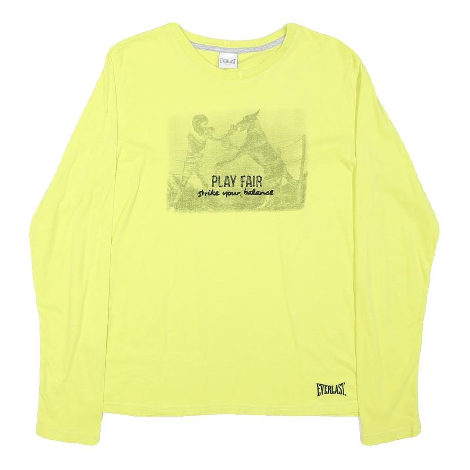 EVERLAST Womens Yellow Graphic T-Shirt M Long Sleeve Crew Neck Cotton Blend Refurbished - N/A refurbished available on Cerqular