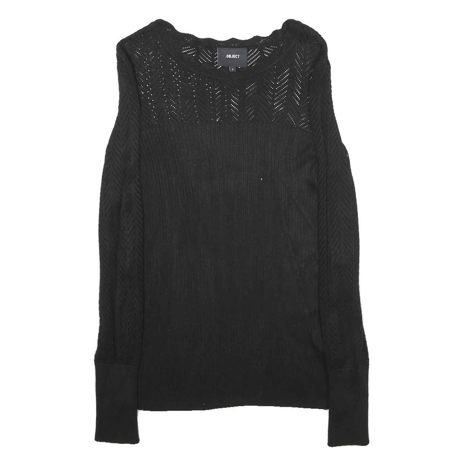 OBJECT Womens Black Plain Jumper Round Neck Basic Knit Size S Lightweight Casual Refurbished - N/A refurbished available on Cerqular