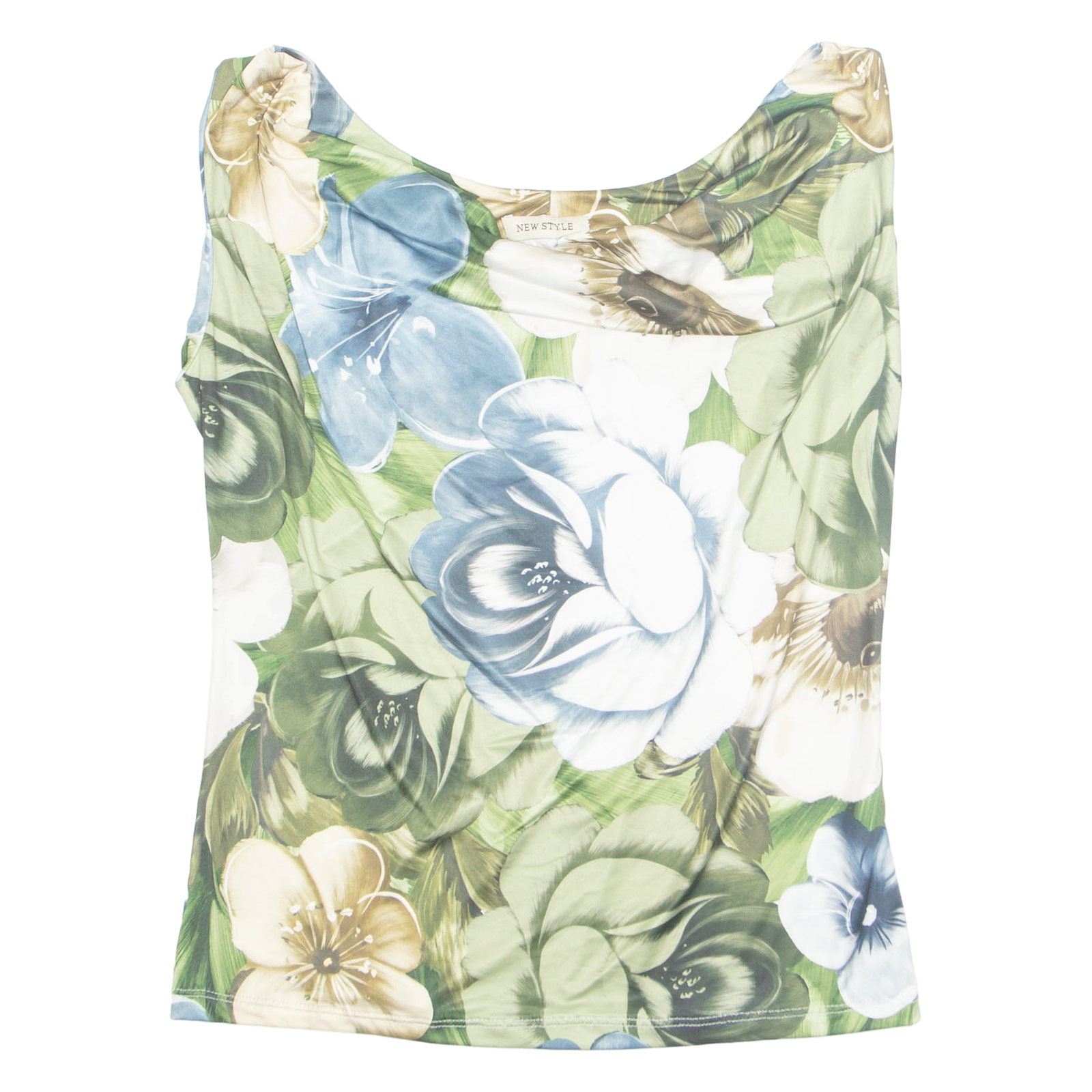 NEW STYLE Womens Printed Vest Green Sleeveless Floral S Refurbished - N/A refurbished available on Cerqular