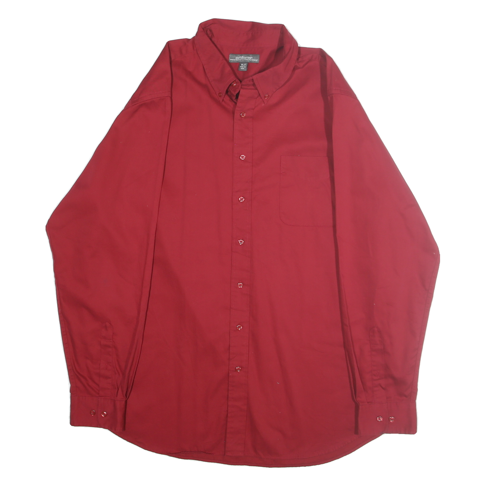 CROFT & BARROW Mens Red Plain Shirt XL Button Down Collar Casual Wear Refurbished - N/A refurbished available on Cerqular