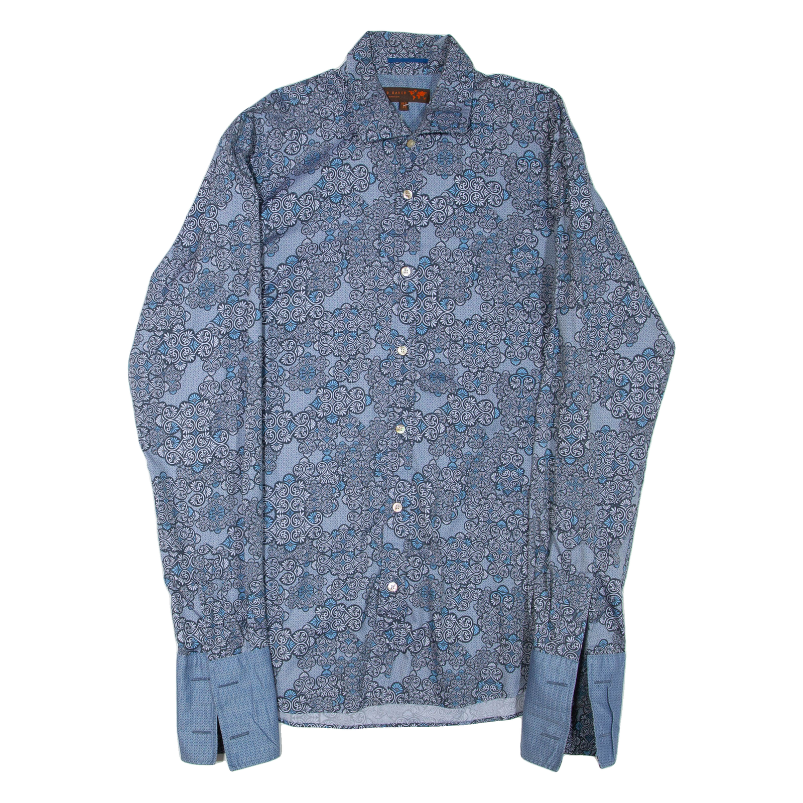 TED BAKER Mens Formal Shirt Blue Geometric Long Sleeve M Refurbished - N/A refurbished available on Cerqular