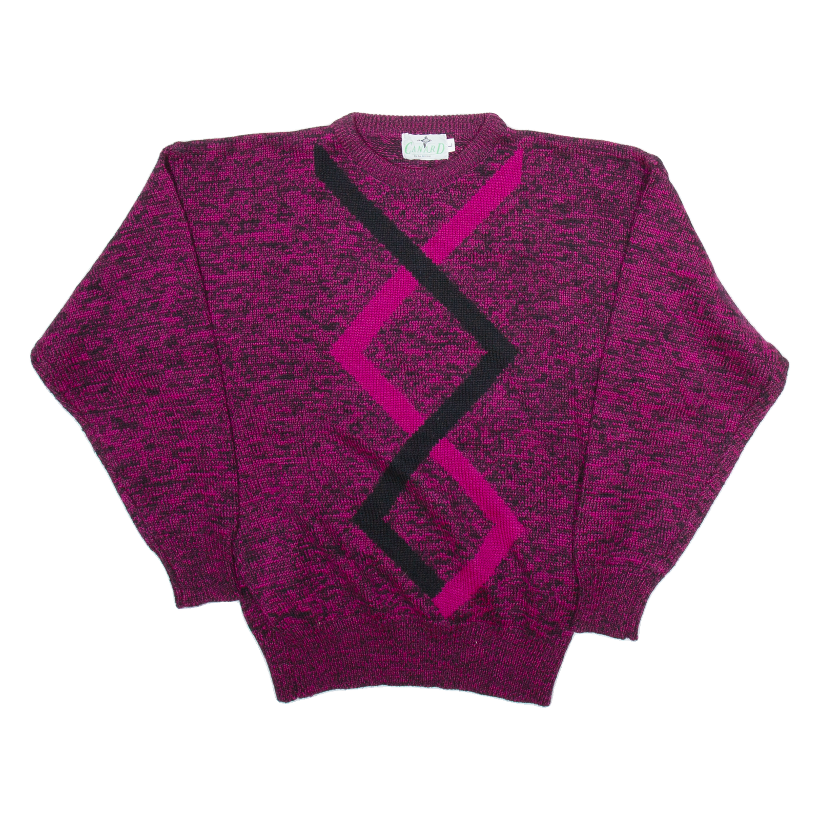 CANARD Womens Patterned Jumper Pink Geometric Tight Knit L Refurbished - N/A refurbished available on Cerqular