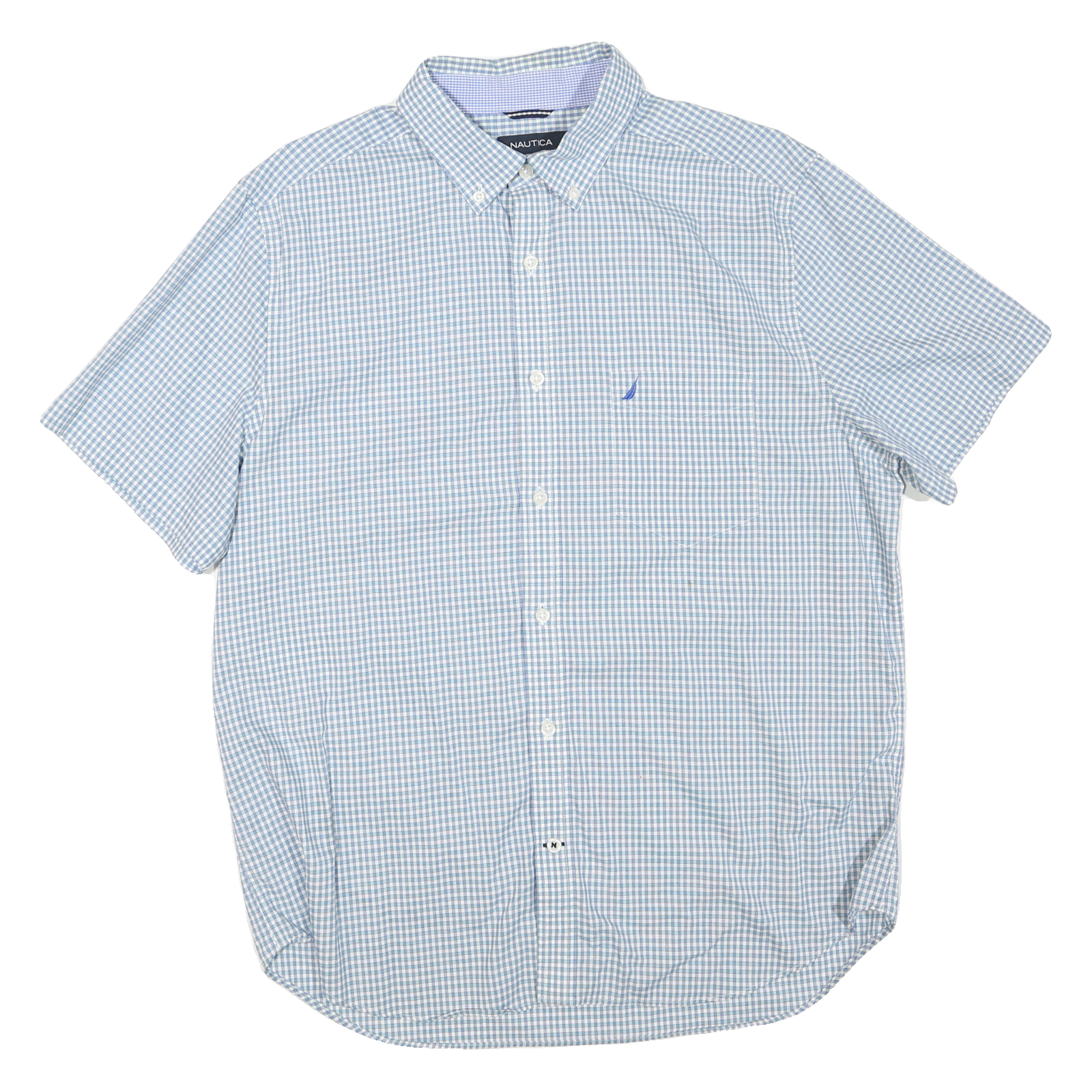 Buy NAUTICA Mens Blue & White Check Shirt L Button-Down Collar Short Sleeve Cotton Refurbished - $24.69 NAUTICA Mens Blue & White Check Shirt L Button-Down Collar Short Sleeve Cotton Refurbished - N/A refurbished available on Cerqular