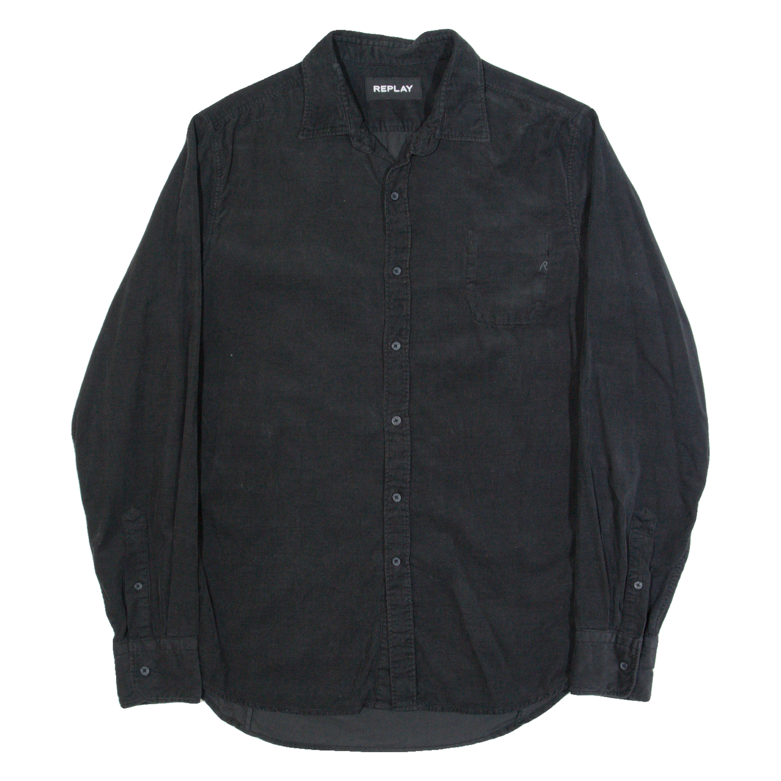 REPLAY Mens Corduroy Shirt Black Long Sleeve M Refurbished - N/A refurbished available on Cerqular