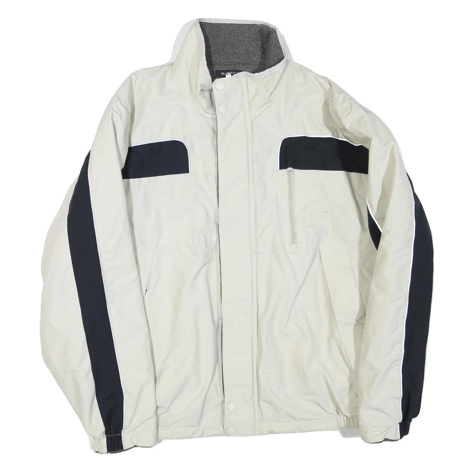 NAUTICA Mens White & Navy Lightweight Zip Jacket L Polyester Blend Plain Refurbished - N/A refurbished available on Cerqular