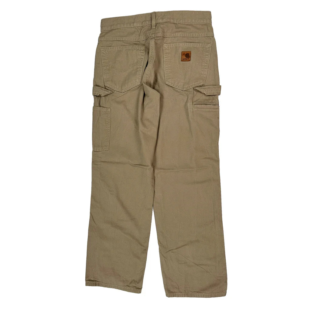 Carhartt Carpenter Trousers - 30W 30L Khaki Cotton Refurbished - Thrifted (note: this is a term often used to describe second- refurbished available on Cerqular