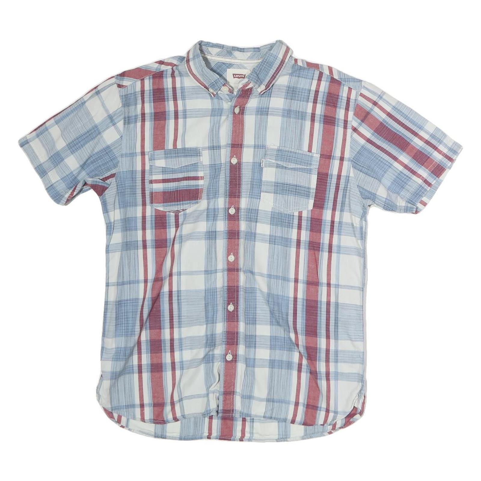 Buy LEVI'S Mens Blue & Red Check Shirt S Cotton Button Short Sleeve Casual Refurbished - $38.99 LEVI'S Mens Blue & Red Check Shirt S Cotton Button Short Sleeve Casual Refurbished - N/A refurbished available on Cerqular