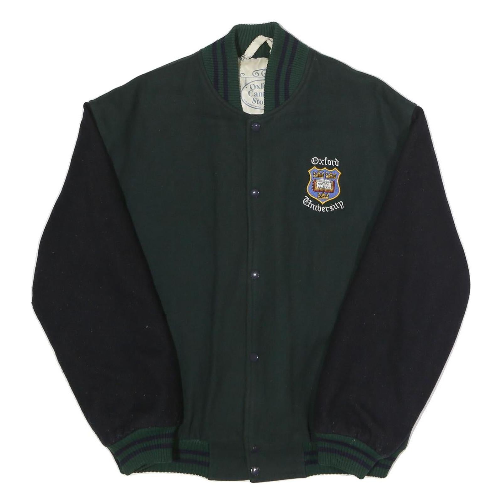 OXFORD UNIVERSITY Mens Green & Black Bomber Jacket XL Wool Blend Plain Casual Refurbished - N/A refurbished available on Cerqular