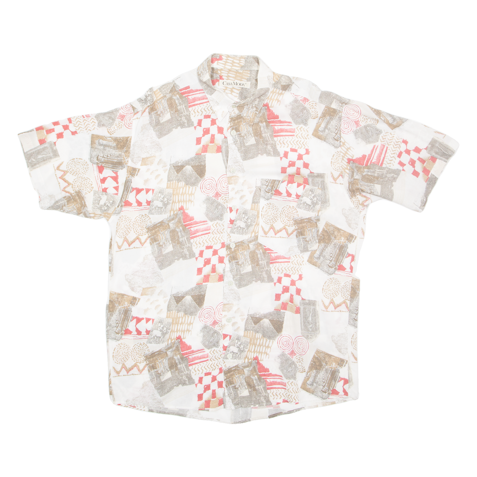 CASA MODA Mens Shirt White Crazy Pattern L Refurbished - N/A refurbished available on Cerqular