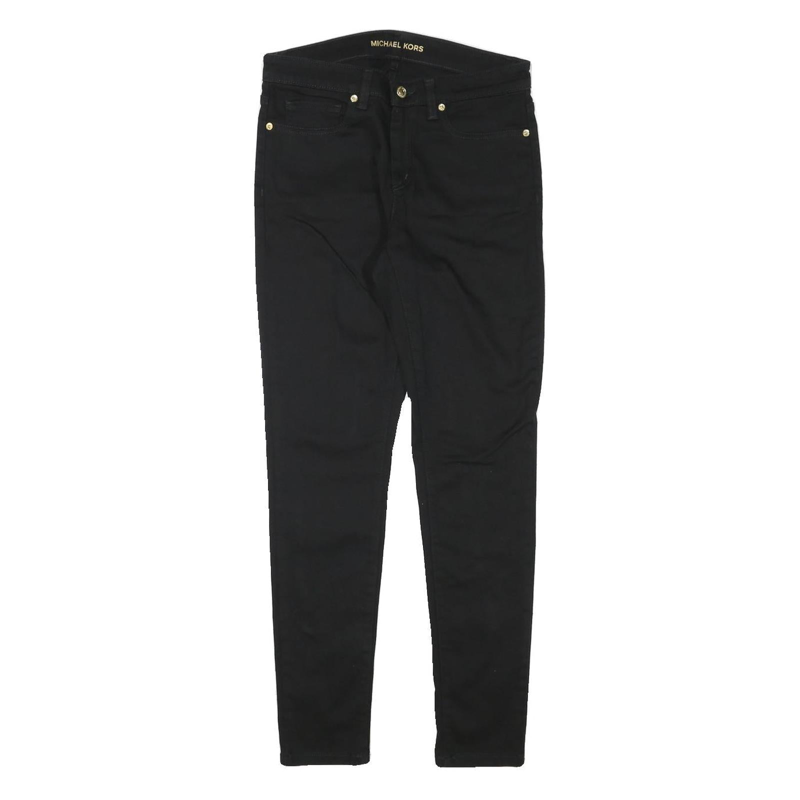 MICHAEL KORS Womens Black Slim Skinny Cotton Blend Trousers W28 L28 Refurbished - N/A refurbished available on Cerqular