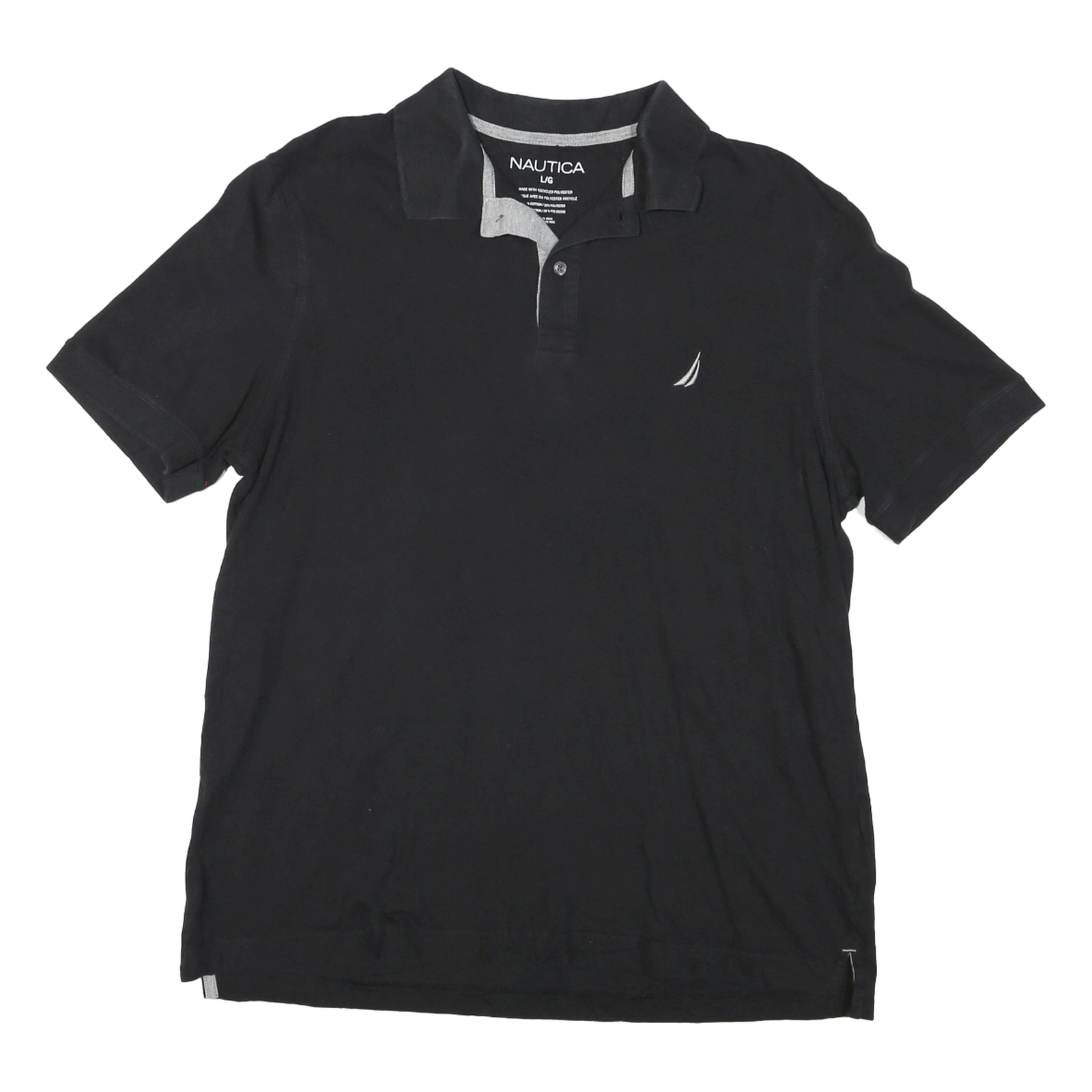 NAUTICA Mens Black Short Sleeve Plain Polo Shirt L Cotton Casual Refurbished - N/A refurbished available on Cerqular