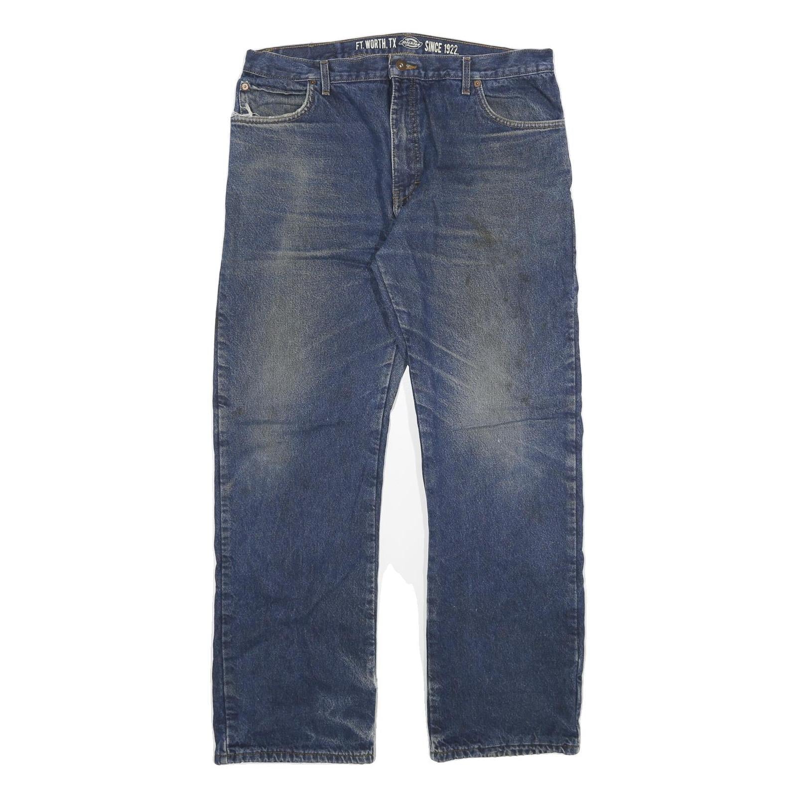DICKIES Mens Blue Regular Fit Straight Denim Jeans W36 L32 Workwear Zip Closure Refurbished - N/A refurbished available on Cerqular