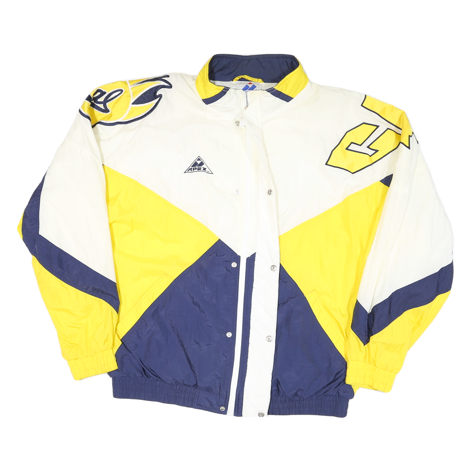 APEX ONE Mens White & Yellow & Navy Zip Jacket XL Nylon Outdoor Casual Refurbished - N/A refurbished available on Cerqular