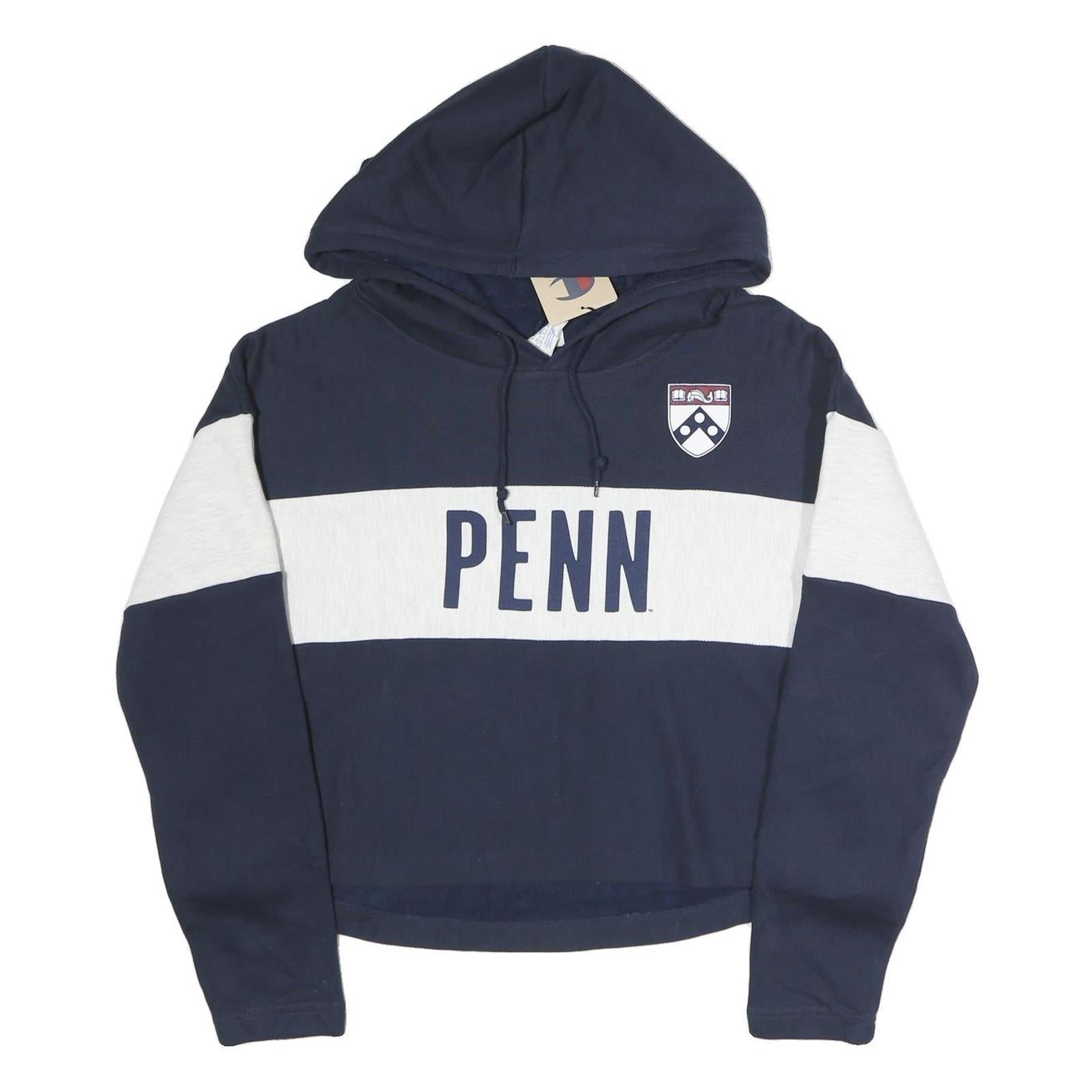 CHAMPION REVERSE WEAVE Womens Navy & White Penn Hoodie L Cotton Blend Pullover Refurbished - N/A refurbished available on Cerqular